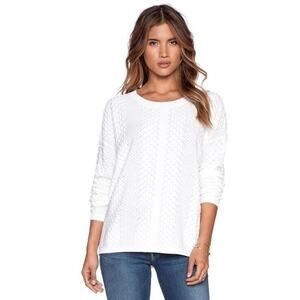 John + Jenn Women's Hugo Mixed Stitched Pullover In‎ Ivory Small MSRP $149